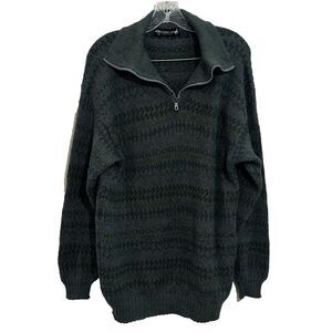 Alpaca Connection Mens XL Quarter Zip Alpaca Wool Blend Sweater Green Made Peru